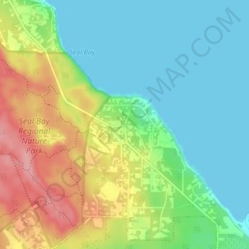 Mappa topografica Waveland, altitudine, rilievo