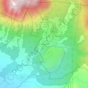 Mappa topografica Langkaan, altitudine, rilievo