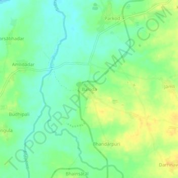 Mappa topografica Baloda, altitudine, rilievo