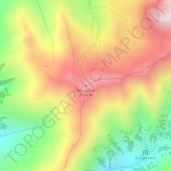 Mappa topografica Kreuzjöchl, altitudine, rilievo