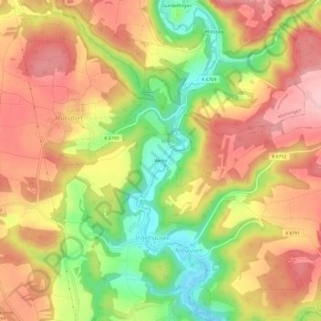 Mappa topografica Weiler, altitudine, rilievo