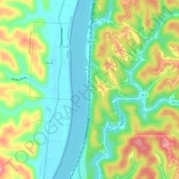 Mappa topografica Lesage, altitudine, rilievo