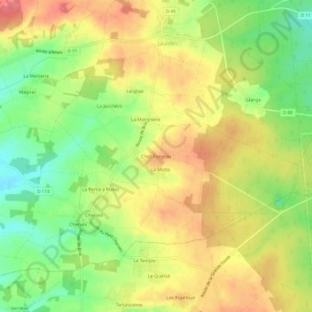 Mappa topografica Chez Forgeau, altitudine, rilievo