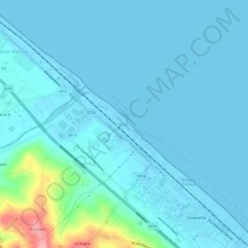 Mappa topografica Cesano, altitudine, rilievo