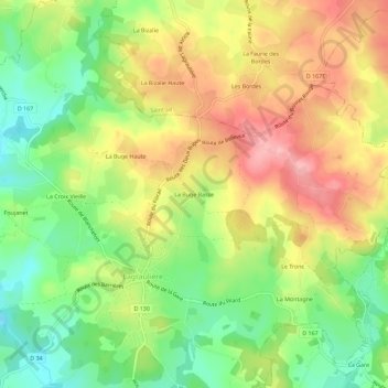Mappa topografica La Buge Basse, altitudine, rilievo
