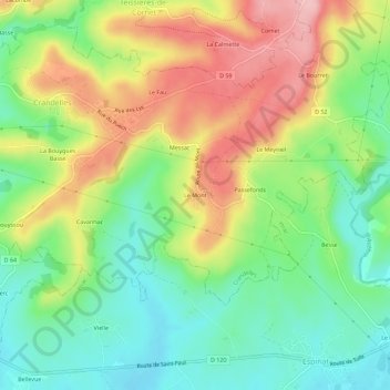 Mappa topografica Le Mont, altitudine, rilievo