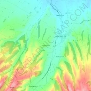 Mappa topografica Costa Trenchi, altitudine, rilievo