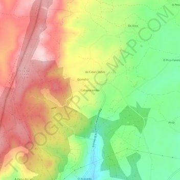 Mappa topografica Cabanacomba, altitudine, rilievo