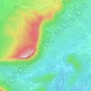 Mappa topografica Le Mazet, altitudine, rilievo