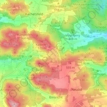 Mappa topografica Höfling, altitudine, rilievo