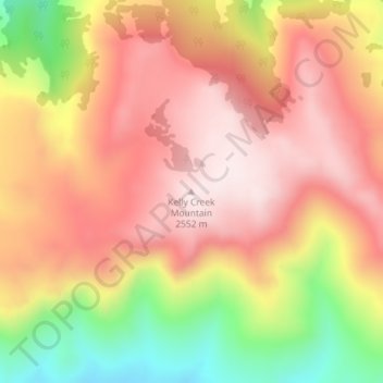 Mappa topografica Kelly Creek Mountain, altitudine, rilievo