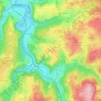 Mappa topografica Forest, altitudine, rilievo