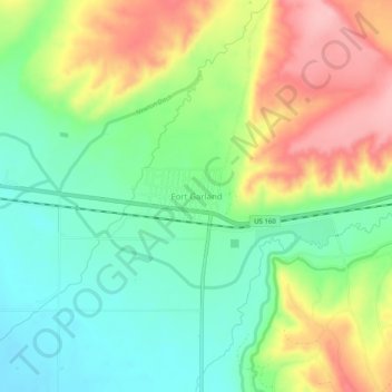Mappa topografica Fort Garland, altitudine, rilievo