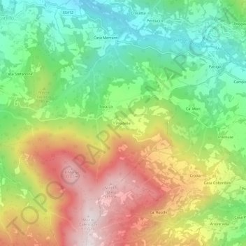 Mappa topografica Pradelle, altitudine, rilievo