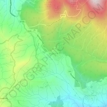 Mappa topografica Bagnore, altitudine, rilievo