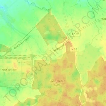 Mappa topografica Cordshagen, altitudine, rilievo