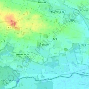 Mappa topografica Beesem, altitudine, rilievo