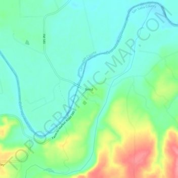 Mappa topografica Bend, altitudine, rilievo