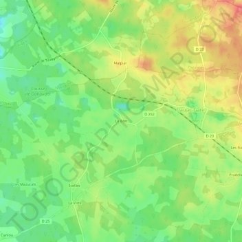 Mappa topografica Le Bret, altitudine, rilievo