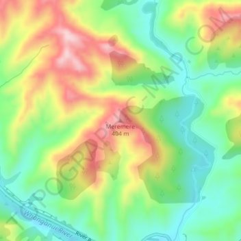 Mappa topografica Meremere, altitudine, rilievo