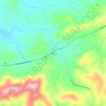 Mappa topografica Willis, altitudine, rilievo