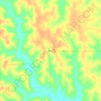 Mappa topografica Adair, altitudine, rilievo