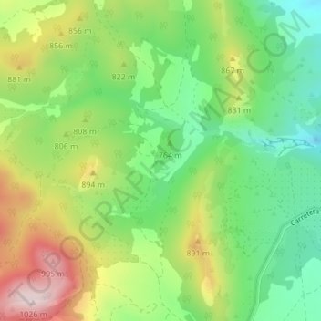 Mappa topografica El Manzano, altitudine, rilievo