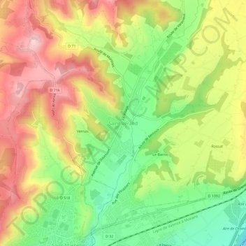 Mappa topografica Saint-Vérand, altitudine, rilievo