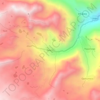 Mappa topografica Raqchi, altitudine, rilievo