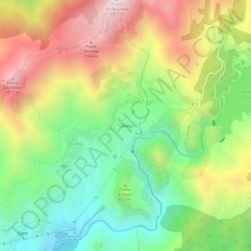 Mappa topografica Chialza, altitudine, rilievo