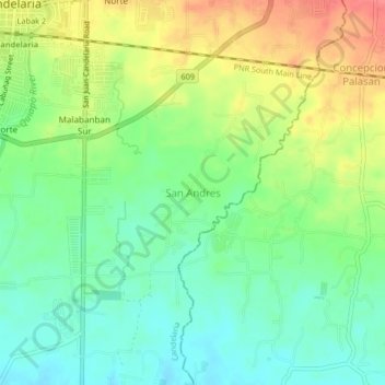Mappa topografica San Andres, altitudine, rilievo