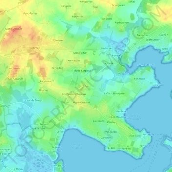 Mappa topografica Tréver, altitudine, rilievo