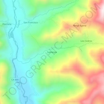 Mappa topografica Samanga, altitudine, rilievo