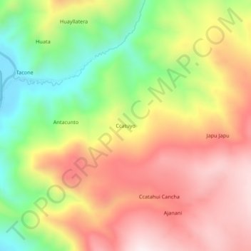 Mappa topografica Ccatuyo, altitudine, rilievo