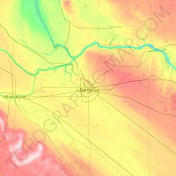 Mappa topografica Regina (city), altitudine, rilievo