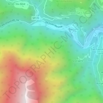 Mappa topografica Comba Molino, altitudine, rilievo