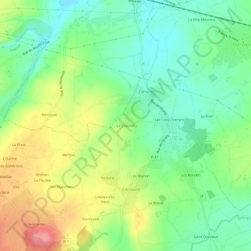 Mappa topografica Le Cruchet, altitudine, rilievo