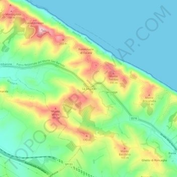 Mappa topografica La Siligata, altitudine, rilievo