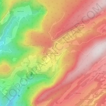 Mappa topografica La Main Morte, altitudine, rilievo