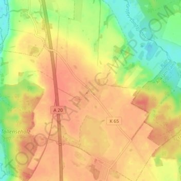 Mappa topografica Kölln, altitudine, rilievo