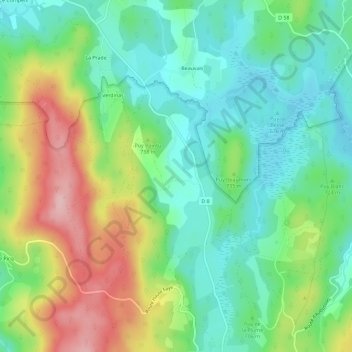 Mappa topografica Roudersas, altitudine, rilievo
