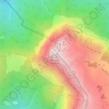 Mappa topografica Pic de Morgon, altitudine, rilievo