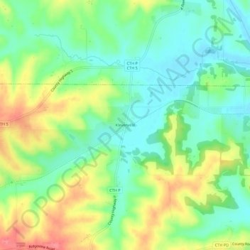 Mappa topografica Klevenville, altitudine, rilievo