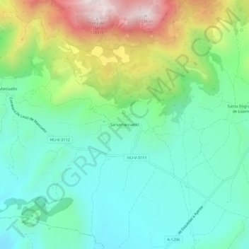 Mappa topografica Sarsamarcuello, altitudine, rilievo
