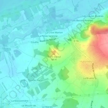 Mappa topografica Mont Sigout, altitudine, rilievo