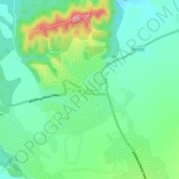 Mappa topografica Jalukie, altitudine, rilievo