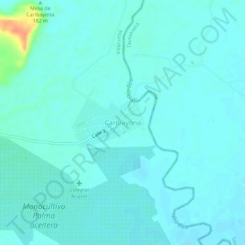 Mappa topografica Caribayona, altitudine, rilievo