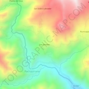 Mappa topografica Los Gentiles, altitudine, rilievo