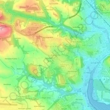 Mappa topografica Kerguignon, altitudine, rilievo