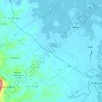 Mappa topografica Tina, altitudine, rilievo